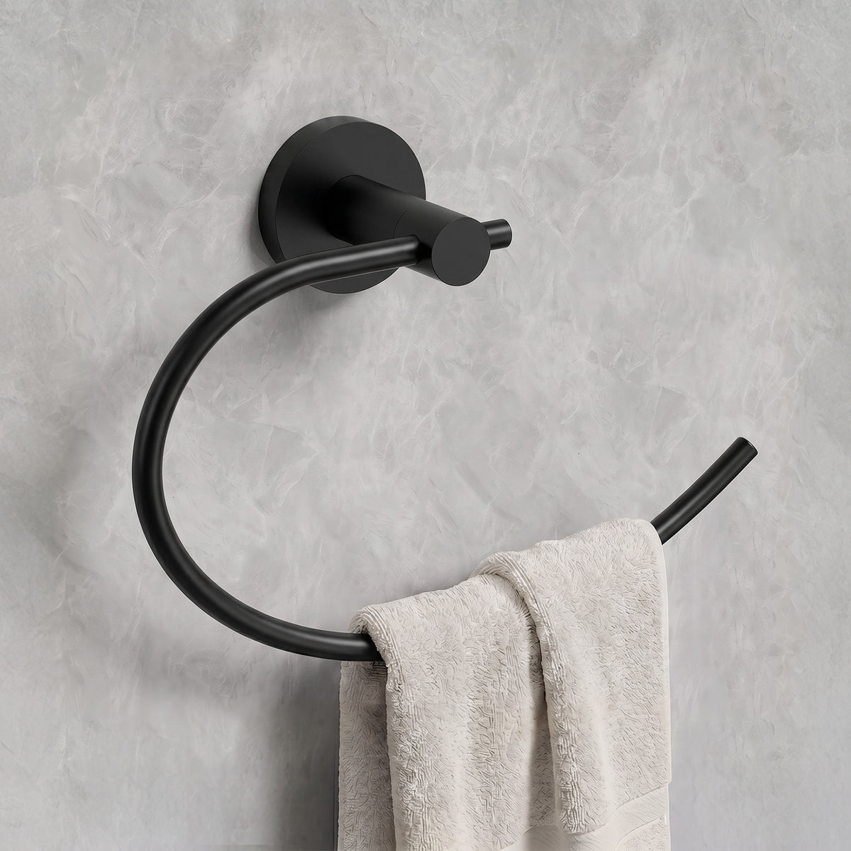 Circular Wall-Mounted Swing-Arm Towel Ring with 180-Degree Pivot