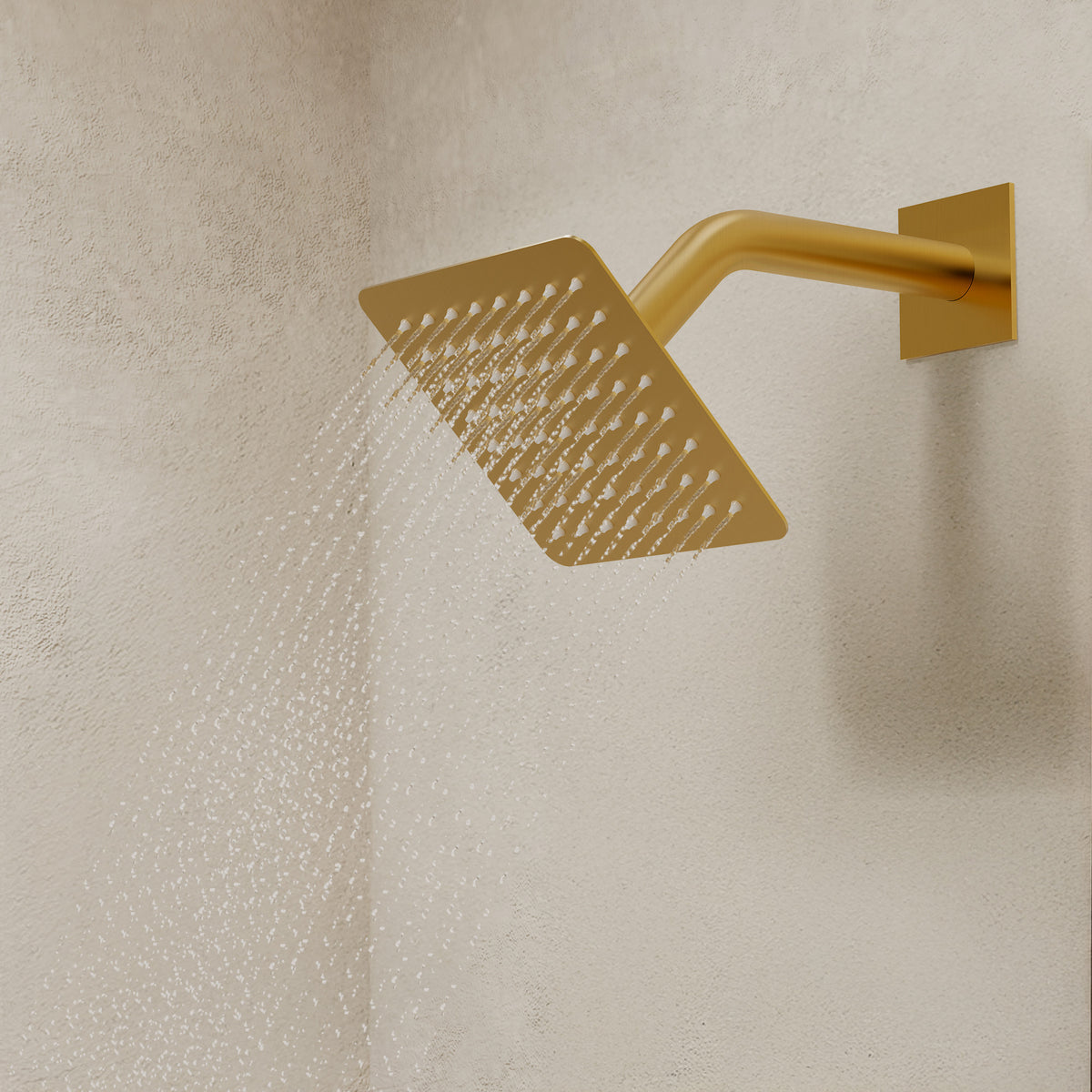 Square Wall-Mounted Shower System with Pressure-Balanced Tub Spout