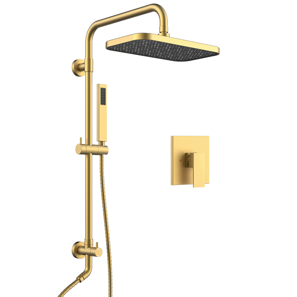 Exposed Shower System with Wide Rain Head and Handheld Spray