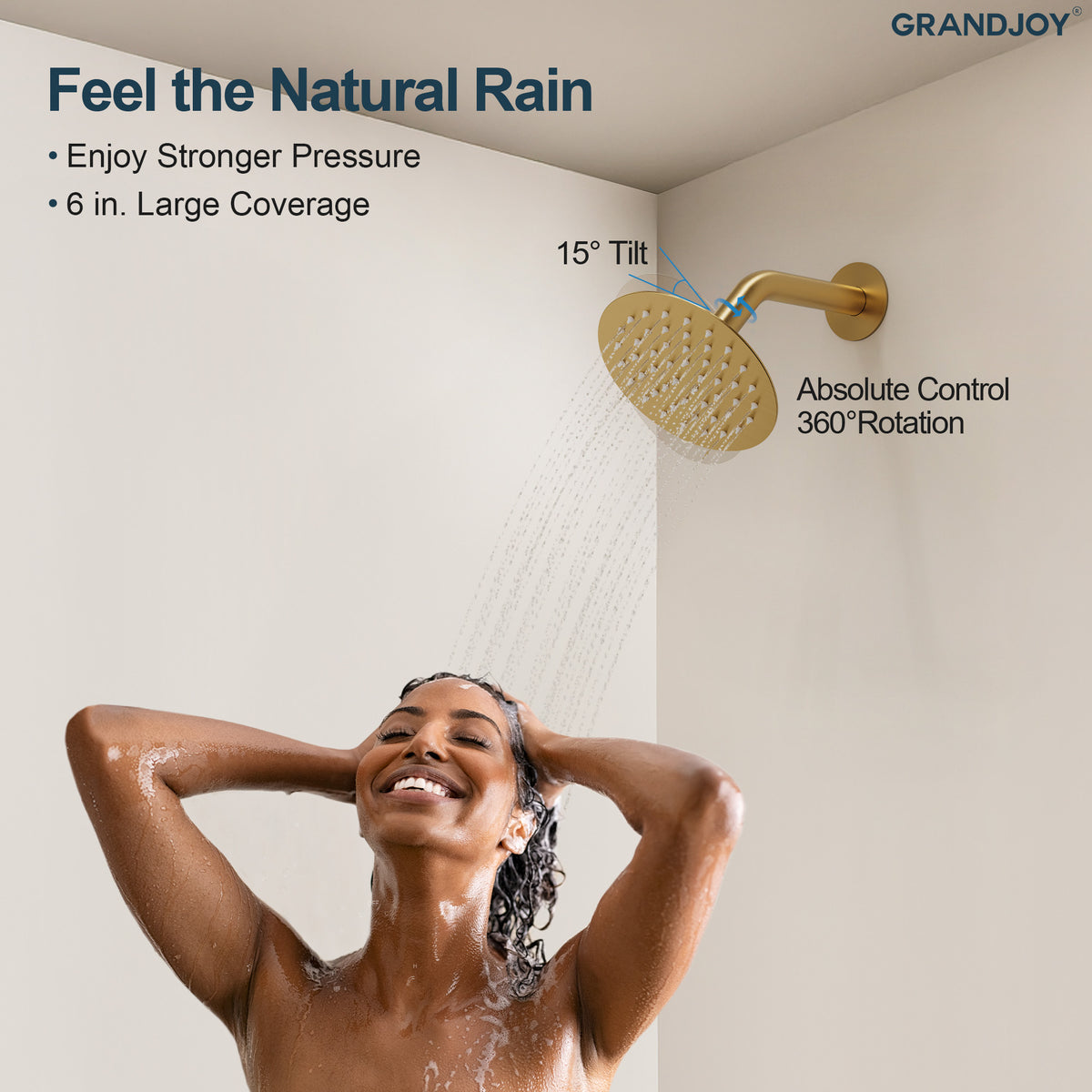 Round Wall-Mounted Rain Shower System with Handheld Spray