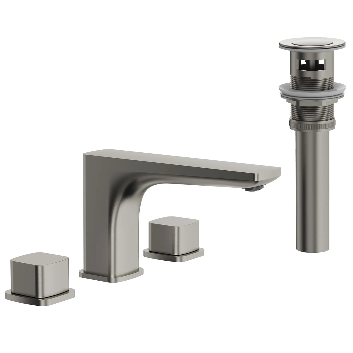 Two-Handle Low Arc Widespread Bathroom Sink Faucet With Pop-Up Drain