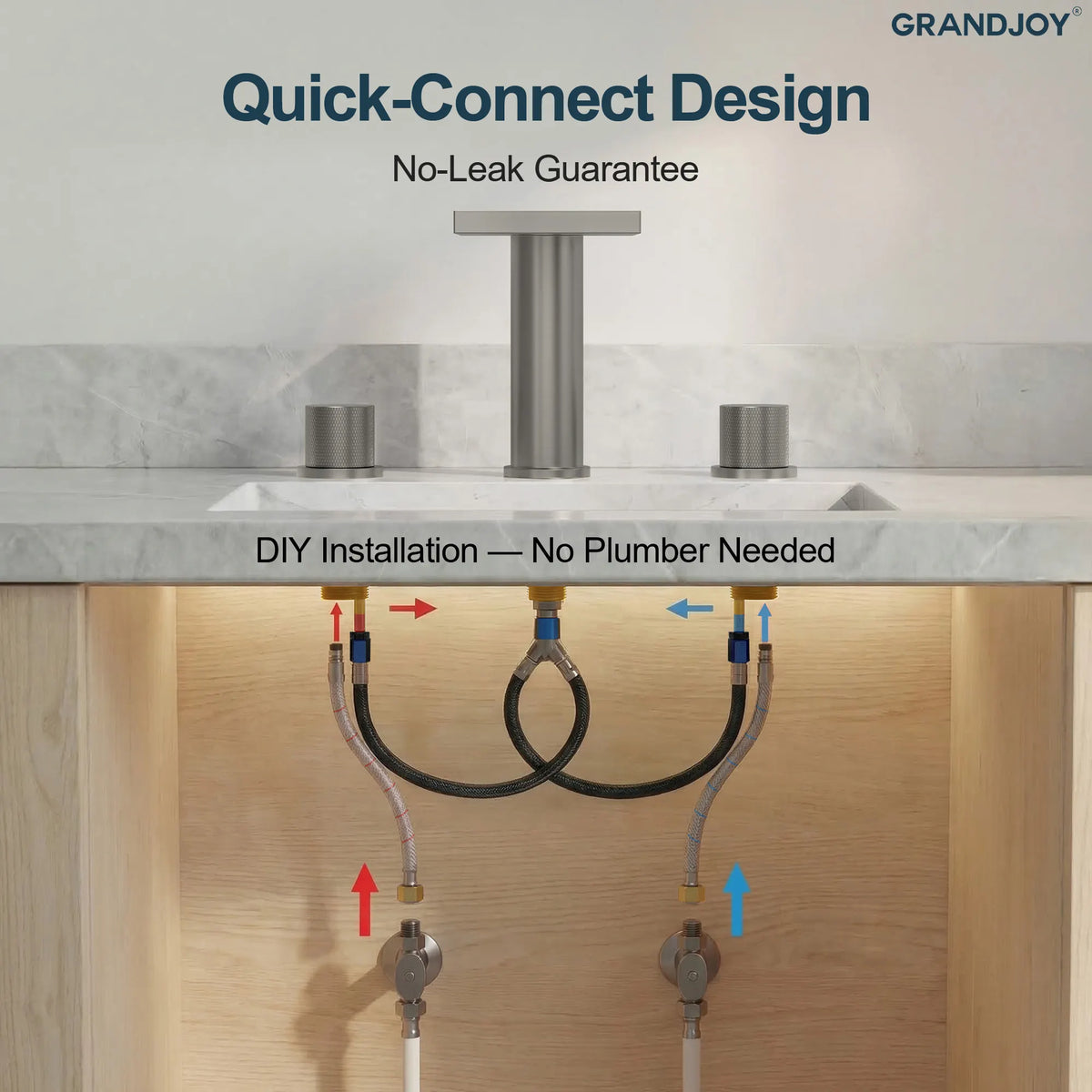 Two-Handle Mid Arc Widespread Bathroom Sink Faucet With Pop-Up Drain