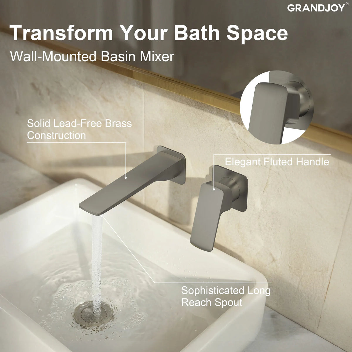 Single-Handle Wall-Mount Bathroom Sink Faucet With Pop-Up Drain