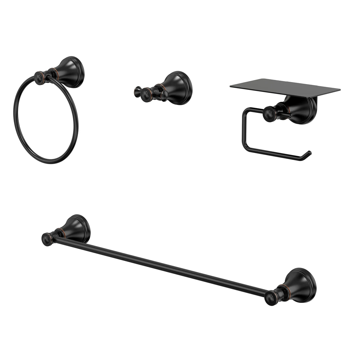 Four-Piece Wall-Mounted Bathroom Hardware Set with Phone Shelf