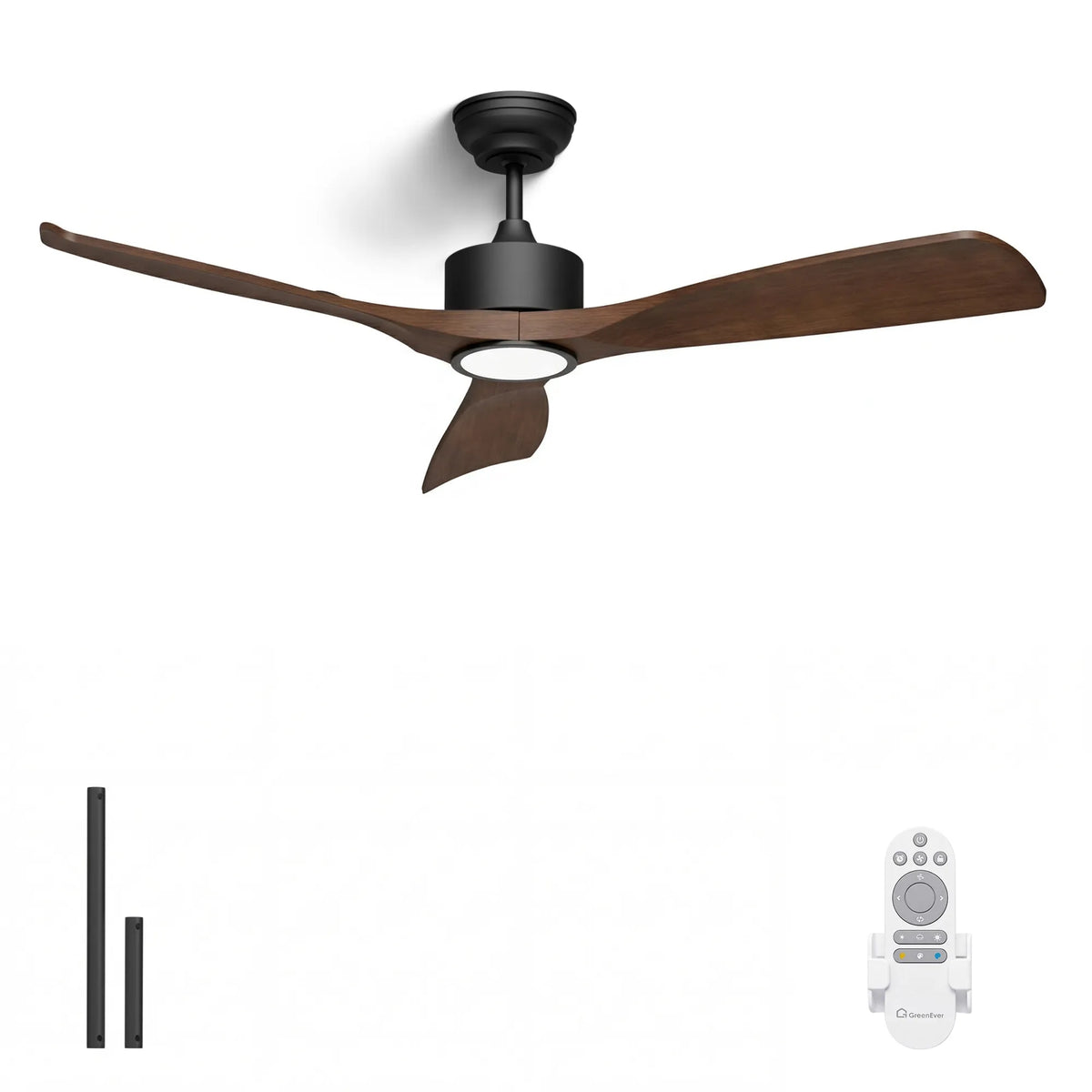 52-Inch Downrod Mount 3-Blade Ceiling Fan with Light and Remote Control