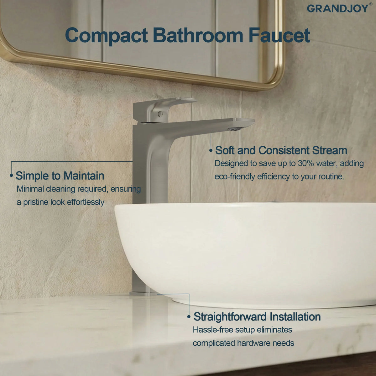 Single-Handle Vessel Bathroom Sink Faucet With Pop-Up Drain