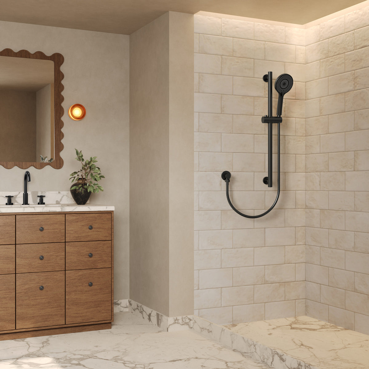 Wall-Mounted Shower Handheld with Adjustable Slide Bar