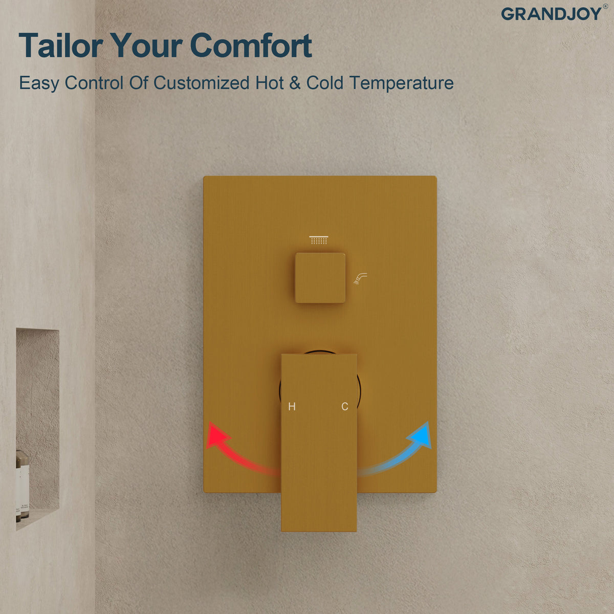 Square Wall-Mounted Shower System with Pressure-Balanced Tub Spout