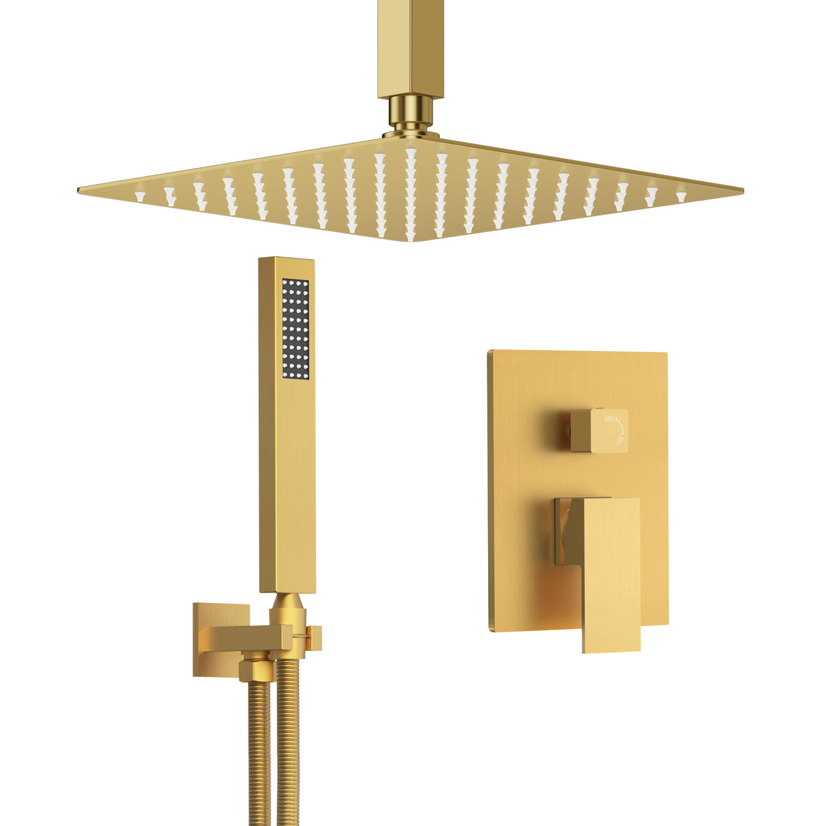 Ceiling-Mounted Rain Shower System with Adjustable Handheld Spray